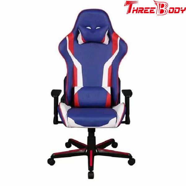 Cadeira confortável móvel do jogo do computador, cadeira de mesa de competência de couro azul do plutônio Seat